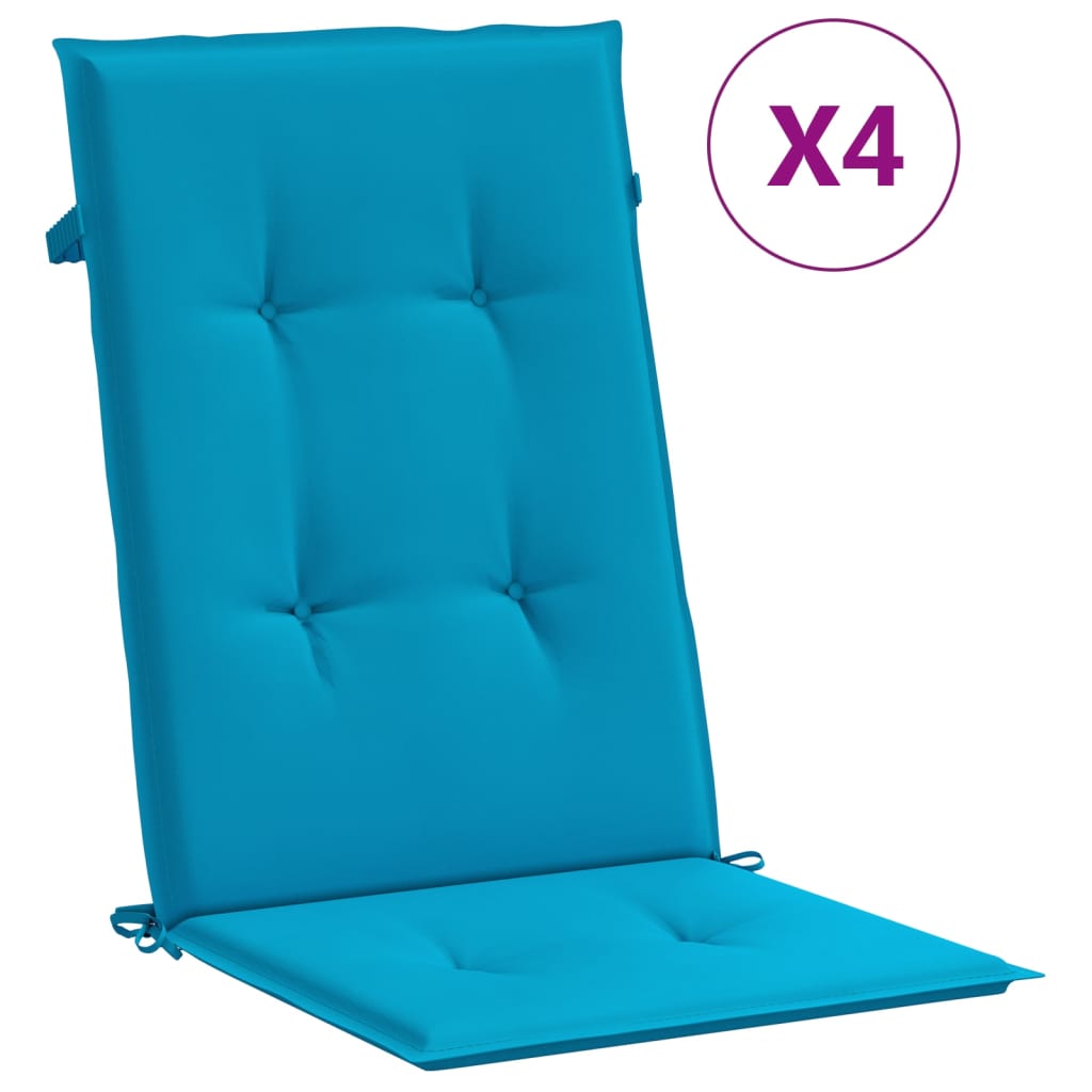vidaXL Perne scaun spătar înalt, 4 buc., albastru, 120x50x3 cm, textil