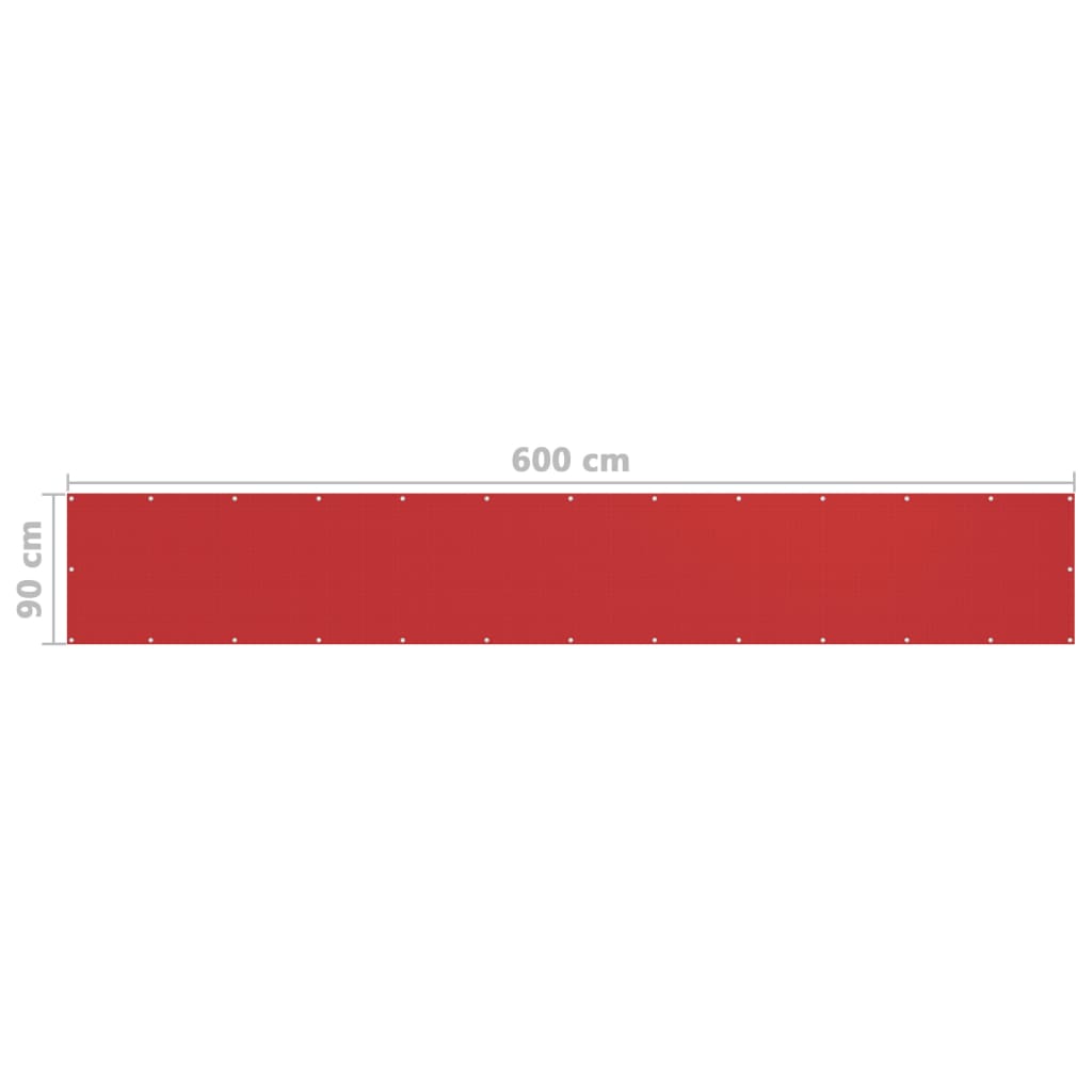 vidaXL Paravan de balcon, roșu, 90x600 cm HDPE