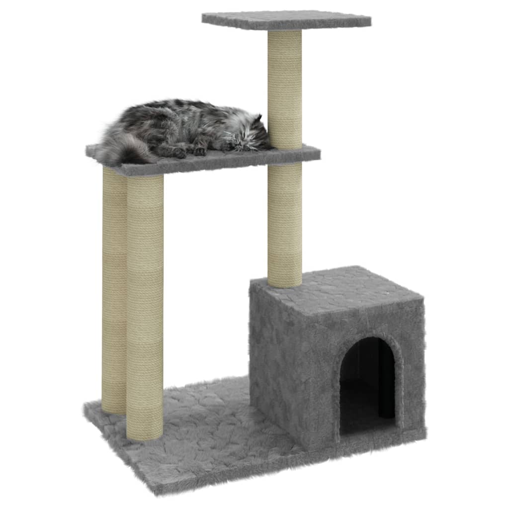 vidaXL Ansamblu pisici, stâlpi din funie sisal, gri deschis, 71 cm