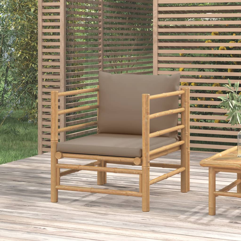 vidaXL Canapea de grădină cu perne gri taupe, bambus