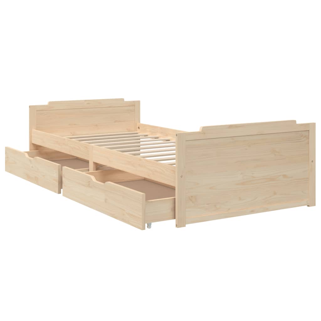 vidaXL Cadru de pat cu sertare, 90x200 cm, lemn masiv de pin