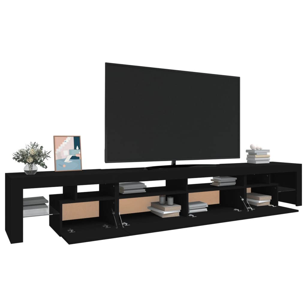 vidaXL Comodă TV cu lumini LED, negru, 260x36,5x40cm