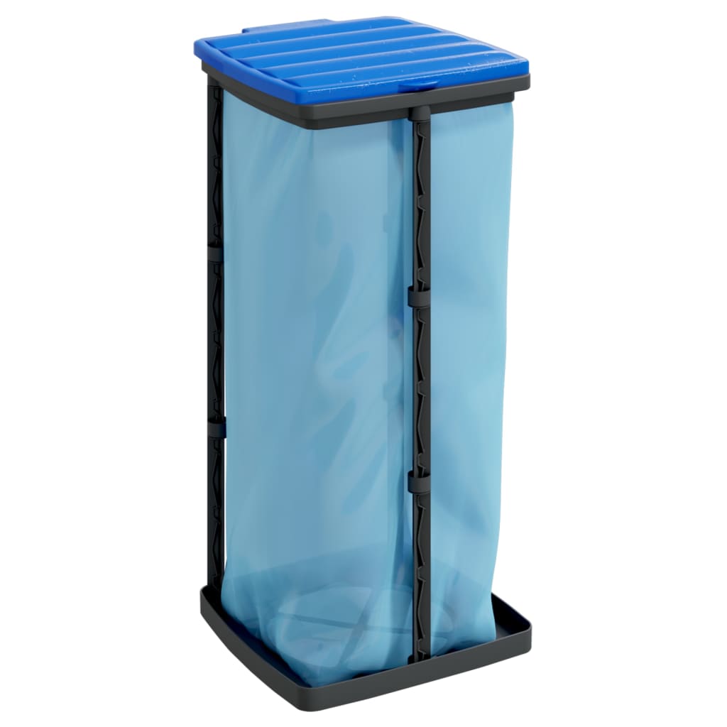 vidaXL Suporturi saci de gunoi, 2 buc., negru și albastru, 60 L, PP