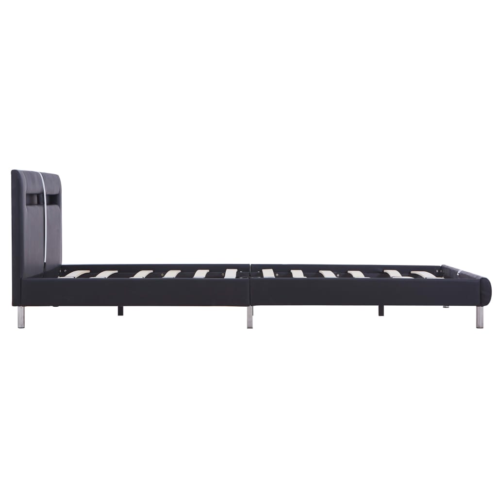 vidaXL Cadru de pat cu LED, negru, 140 x 200 cm, piele artificială