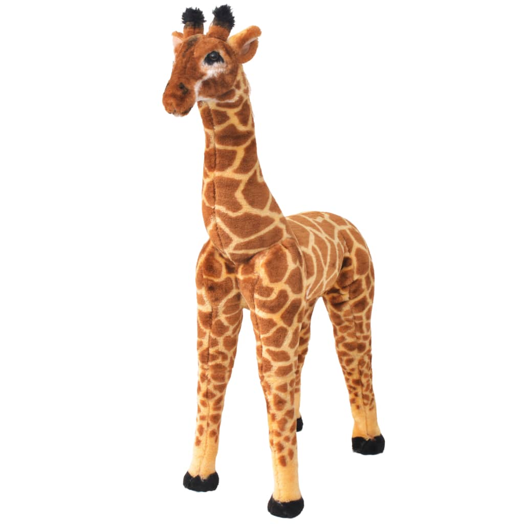 vidaXL Jucărie de pluș girafă în picioare, maro și galben, XXL