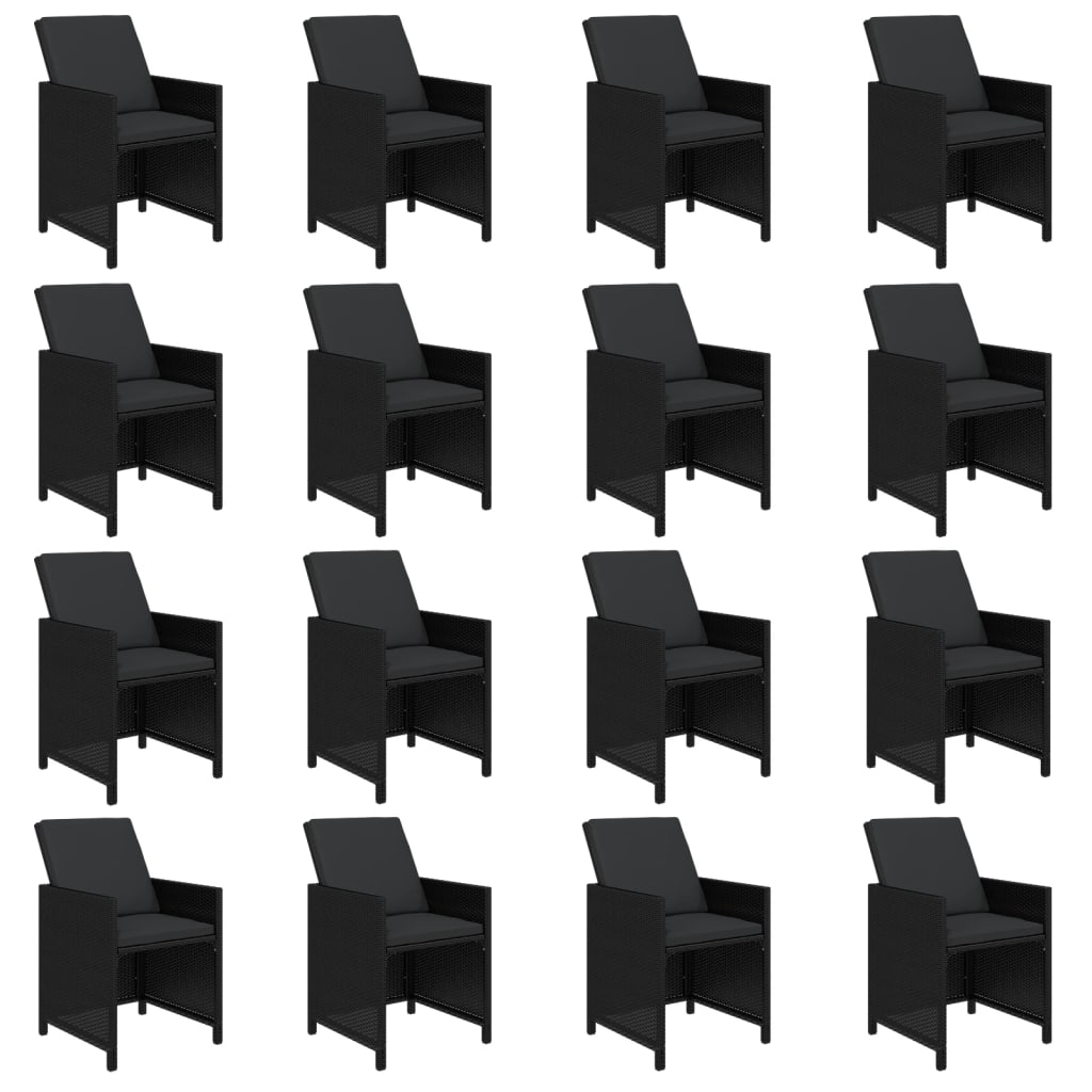 vidaXL Set mobilier de exterior cu perne, 17 piese, negru, poliratan