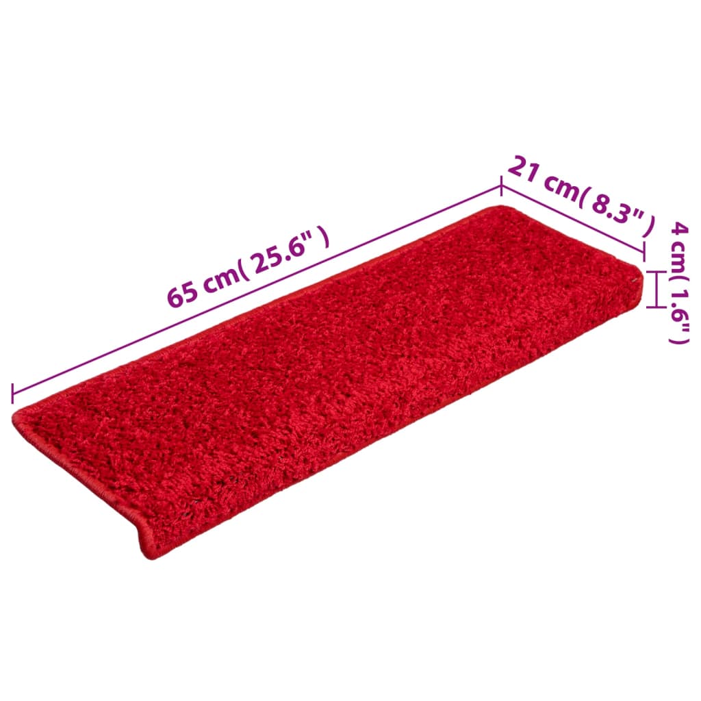 vidaXL Covorașe de scară, 5 buc.,roșu, 65x21x4 cm
