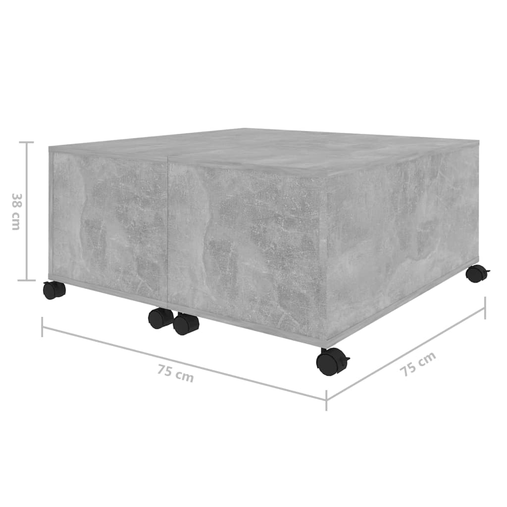 vidaXL Măsuță de cafea, gri beton , 75x75x38 cm , PAL