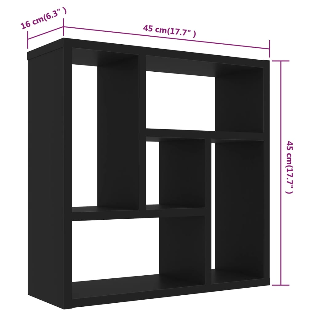 vidaXL Raft de perete, negru, 45,1 x 16 x 45,1 cm, PAL