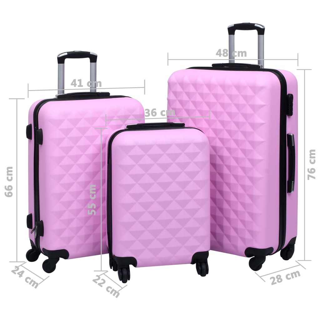 vidaXL Set de valize cu carcasă rigidă, 3 piese, roz, ABS