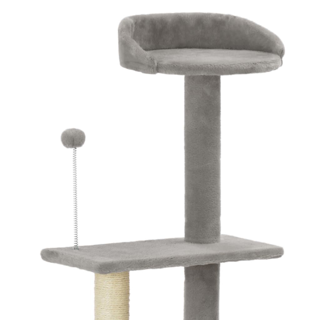 vidaXL Ansamblu pentru pisici, stâlp cu funie de sisal, gri, 125 cm