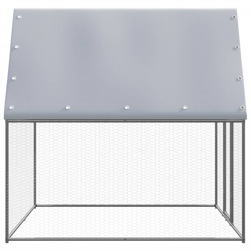 vidaXL Coteț pentru pui, argintiu și gri, 2x2x2 m, oțel galvanizat