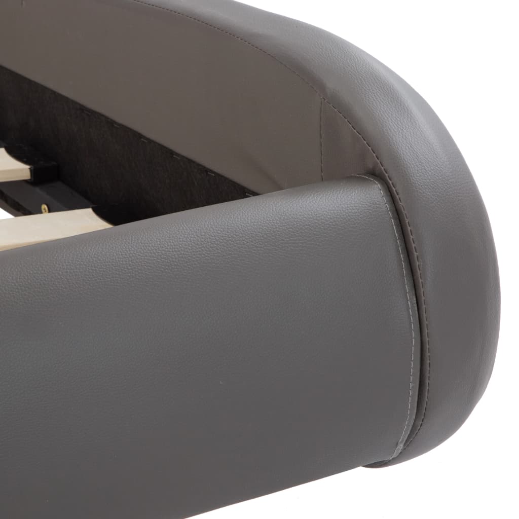 vidaXL Cadru de pat cu LED, gri, 180 x 200 cm, piele artificială