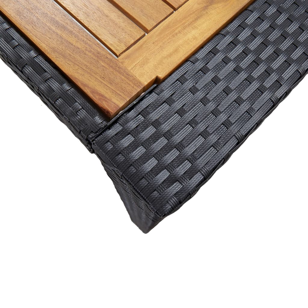 vidaXL Set de bar exterior, 9 piese, negru, poliratan și lemn acacia