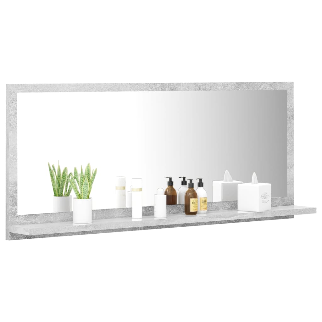 vidaXL Dulap de baie cu oglindă, gri beton, 90 x 10,5 x 37 cm, PAL