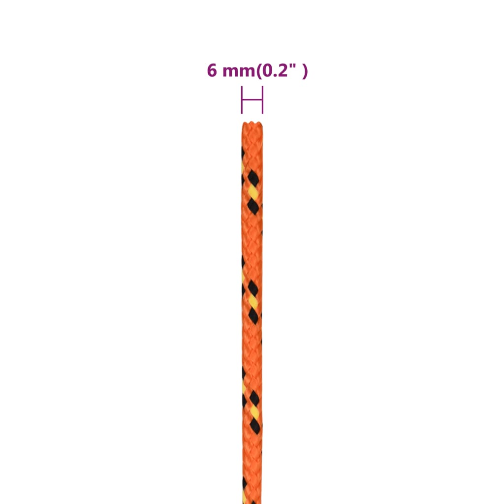 vidaXL Frânghie de barcă, portocaliu, 6 mm, 100 m, polipropilenă
