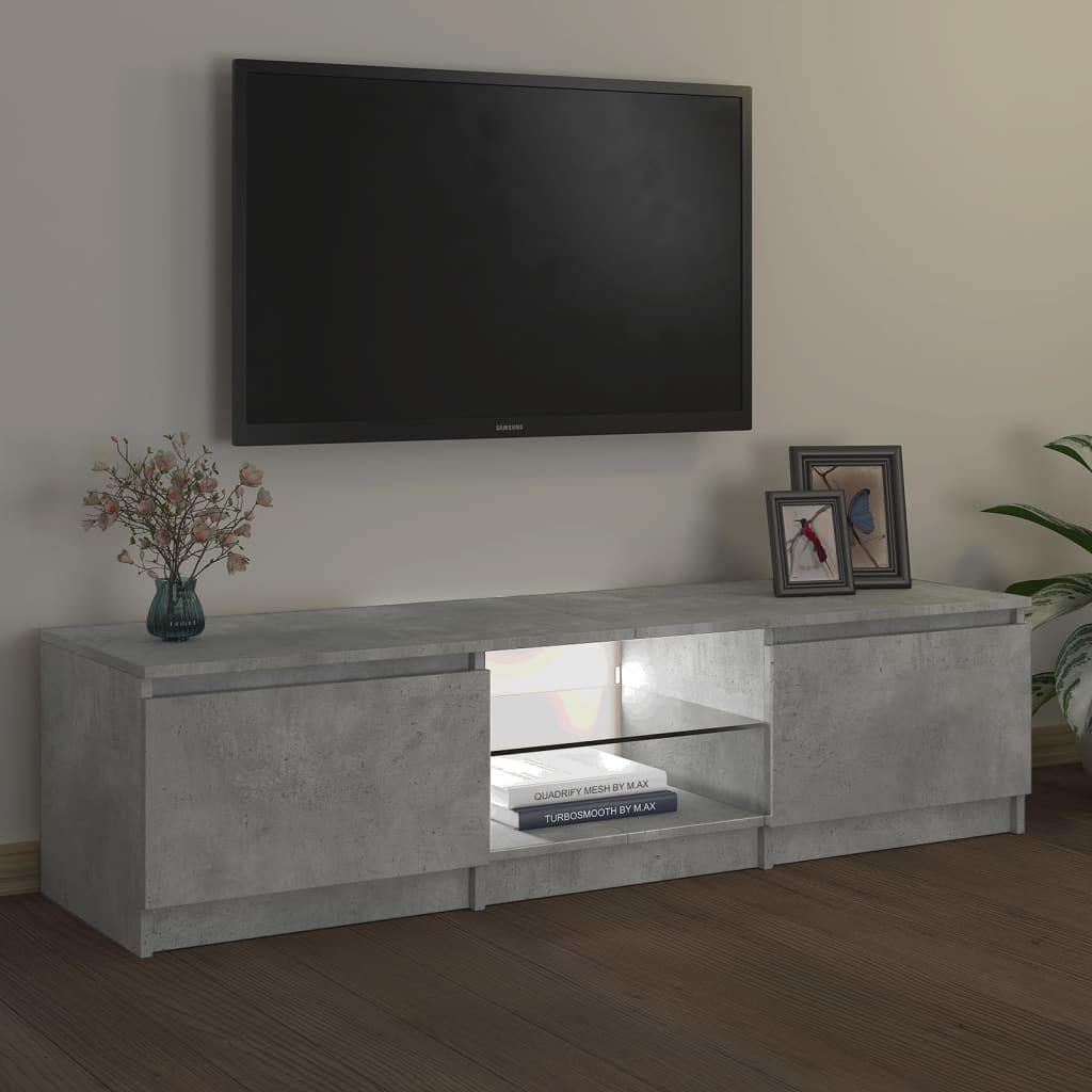 vidaXL Comodă TV cu lumini LED, gri beton, 140x40x35,5 cm