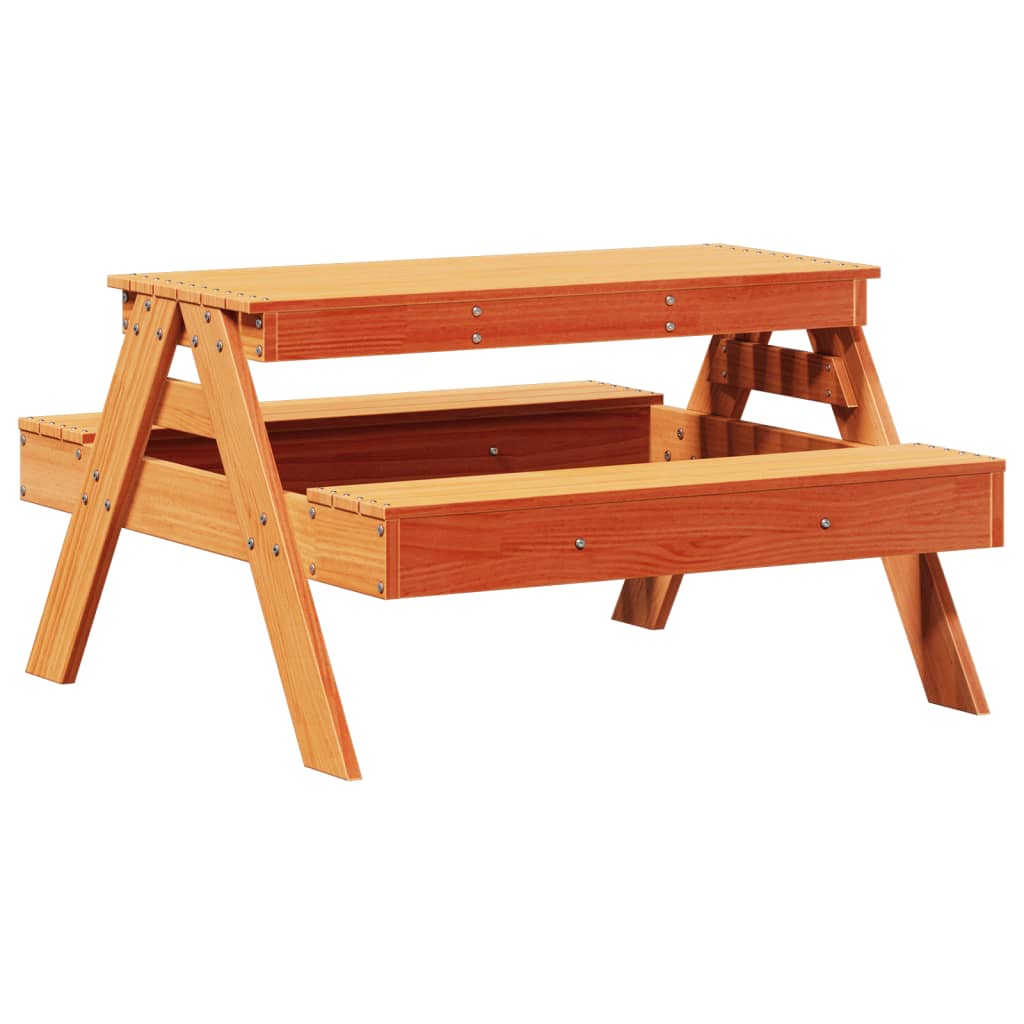 vidaXL Masă de picnic pentru copii, maro, 88x97x52 cm, lemn masiv pin