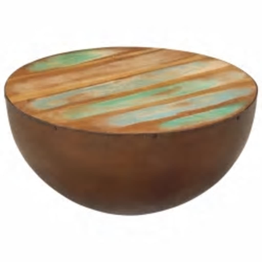 vidaXL Măsuță cafea, formă de bol, bază din oțel, lemn masiv reciclat