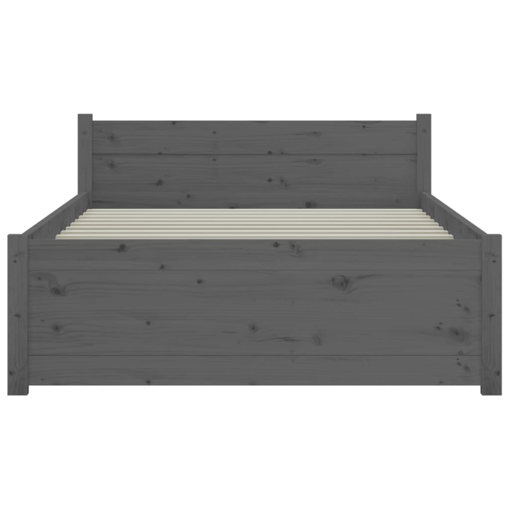 vidaXL Cadru de pat mic single, gri, 75x190 cm, lemn masiv