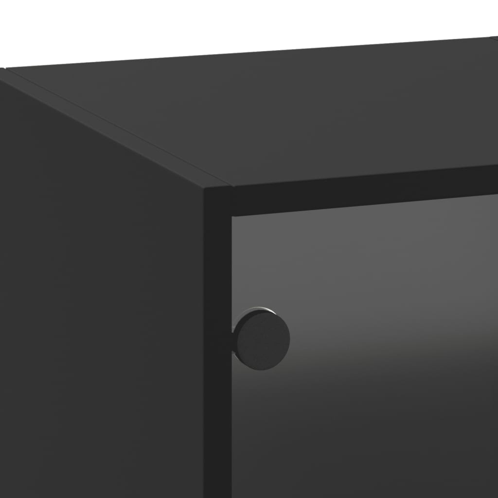 vidaXL Dulap de perete cu uși din sticlă, negru, 35x37x100 cm