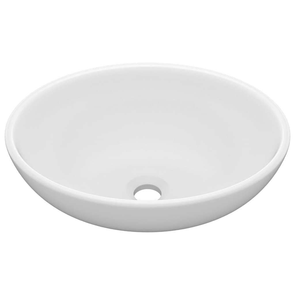 vidaXL Chiuvetă de lux, alb mat, 40 x 33 cm, ceramică, formă ovală