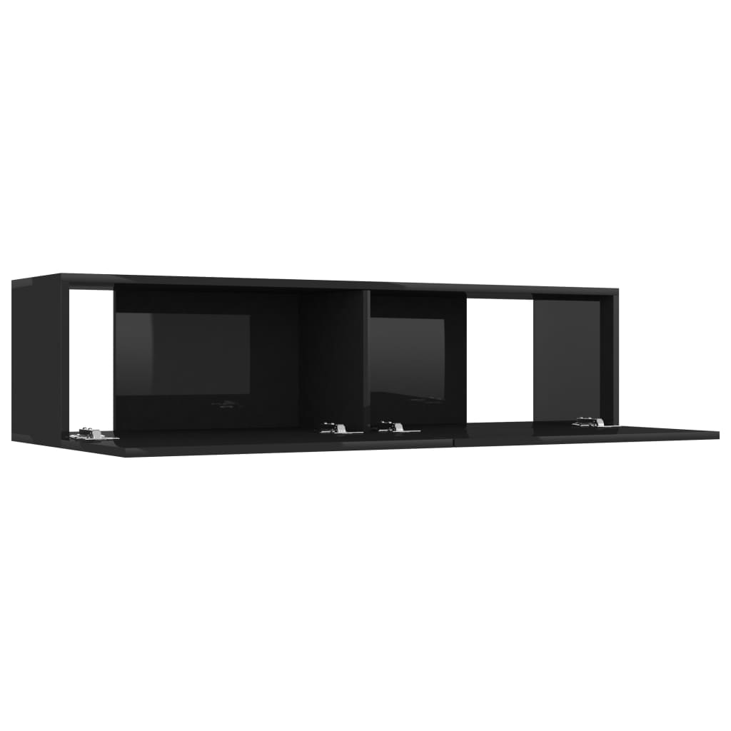 vidaXL Comodă TV, negru extralucios, 120 x 30 x 30 cm, PAL