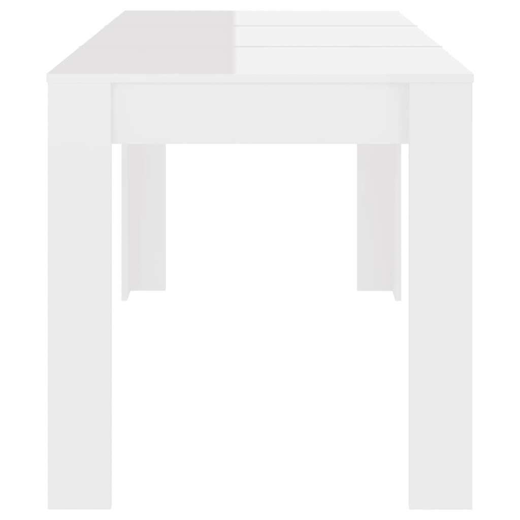 vidaXL Masă de bucătărie, alb extralucios, 140x74,5x76 cm, PAL