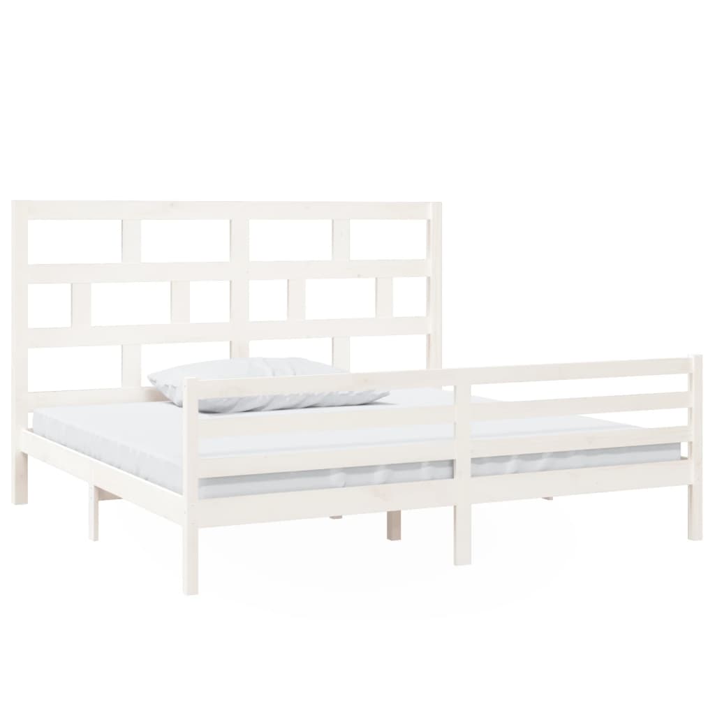 vidaXL Cadru de pat, alb, 200x200 cm, lemn masiv de pin