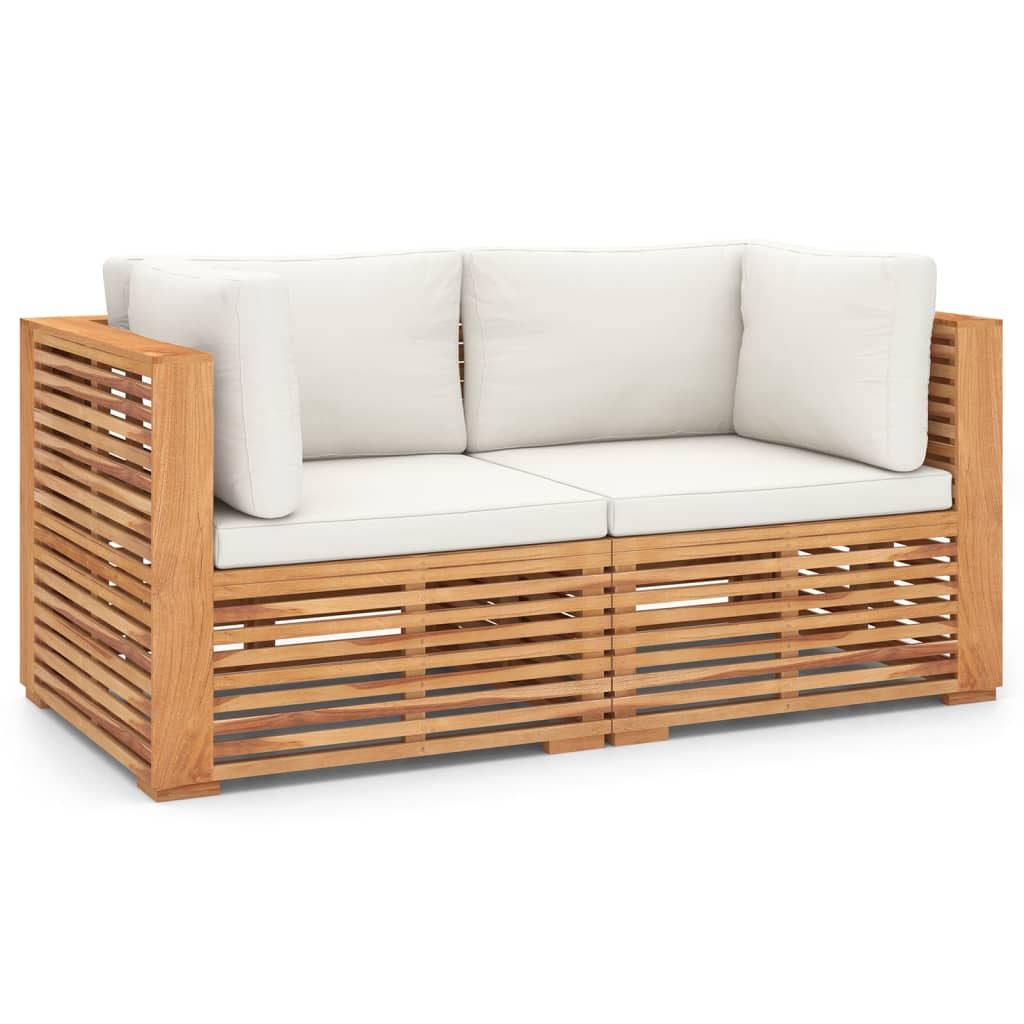 vidaXL Canapea de grădină cu 2 locuri și perne, lemn masiv de tec