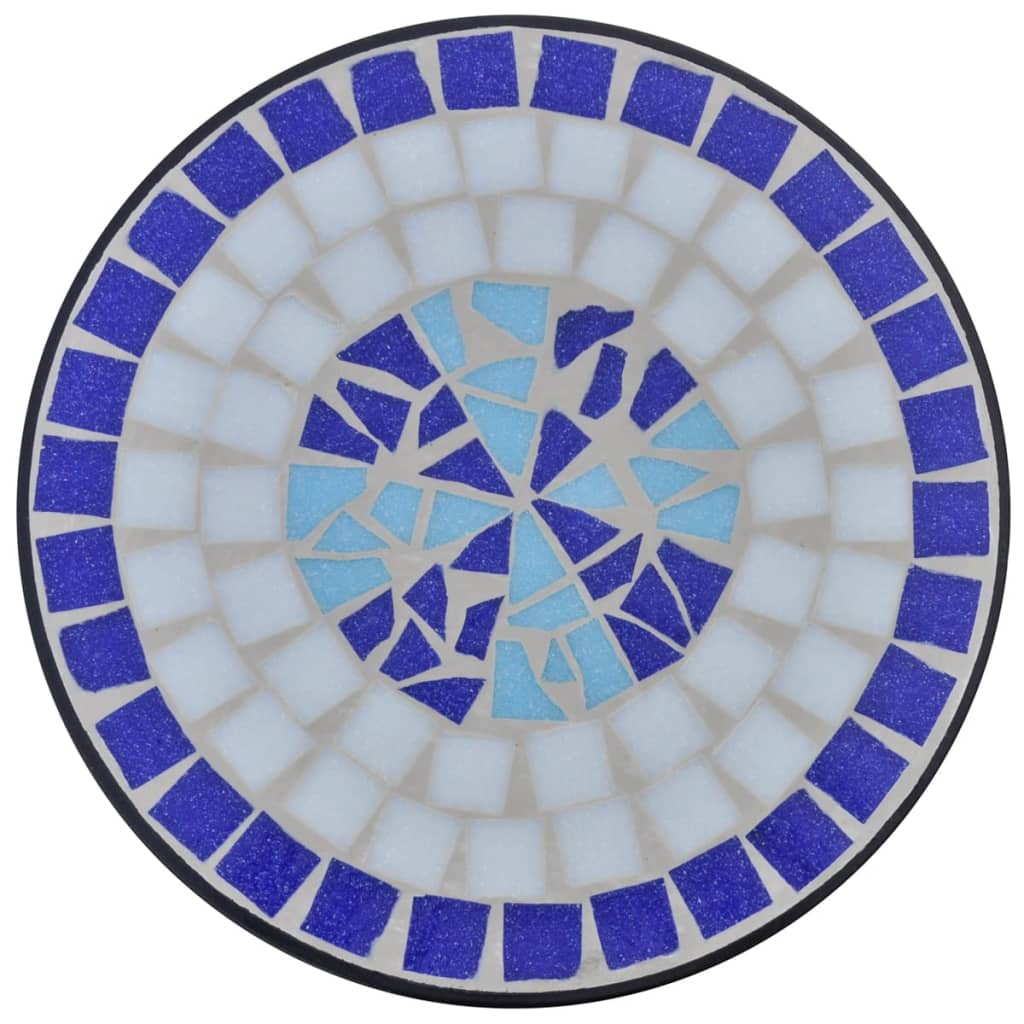 Masă laterală cu mozaic pentru plante, albastru și alb