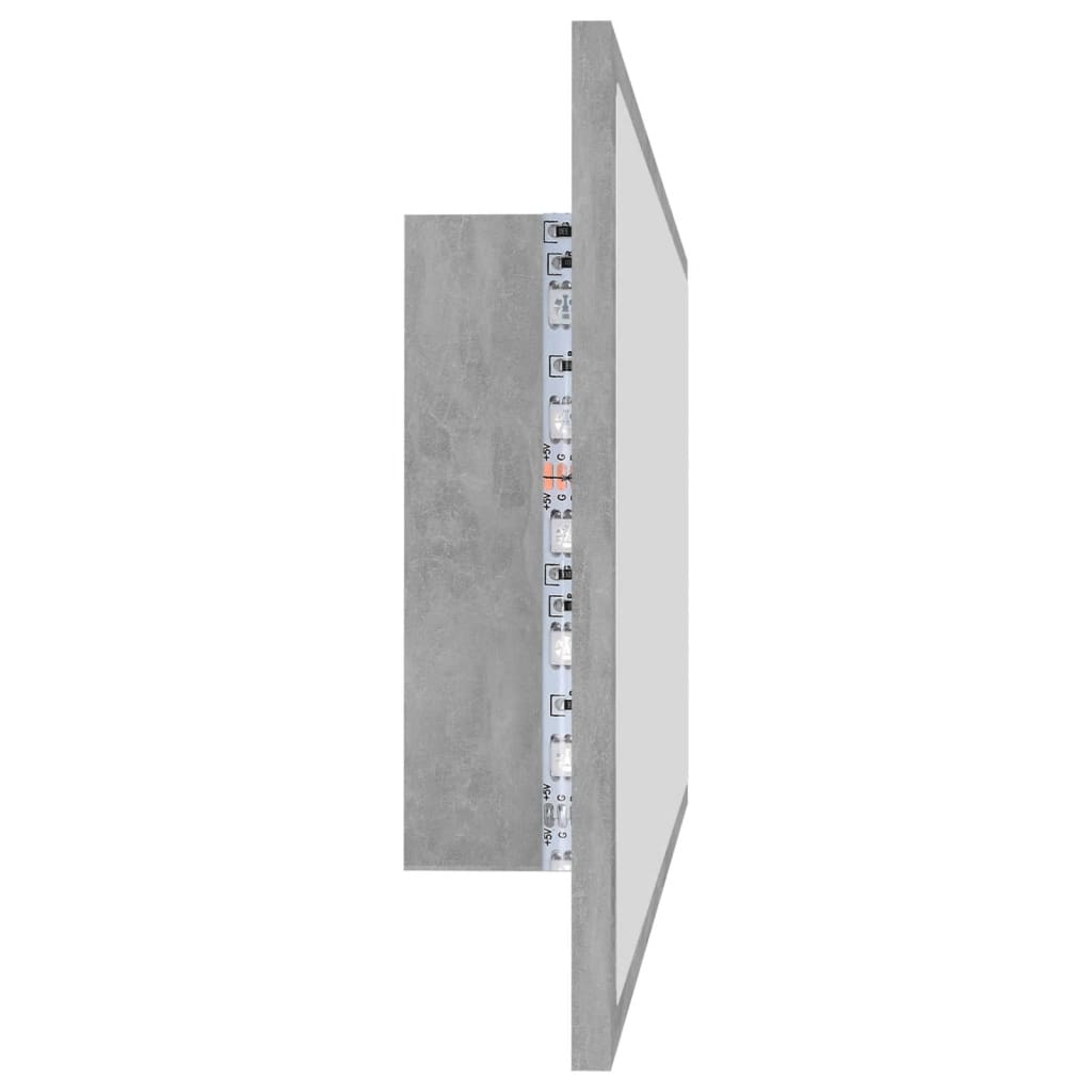 vidaXL Oglindă de baie cu LED, gri beton, 100x8,5x37 cm, acril