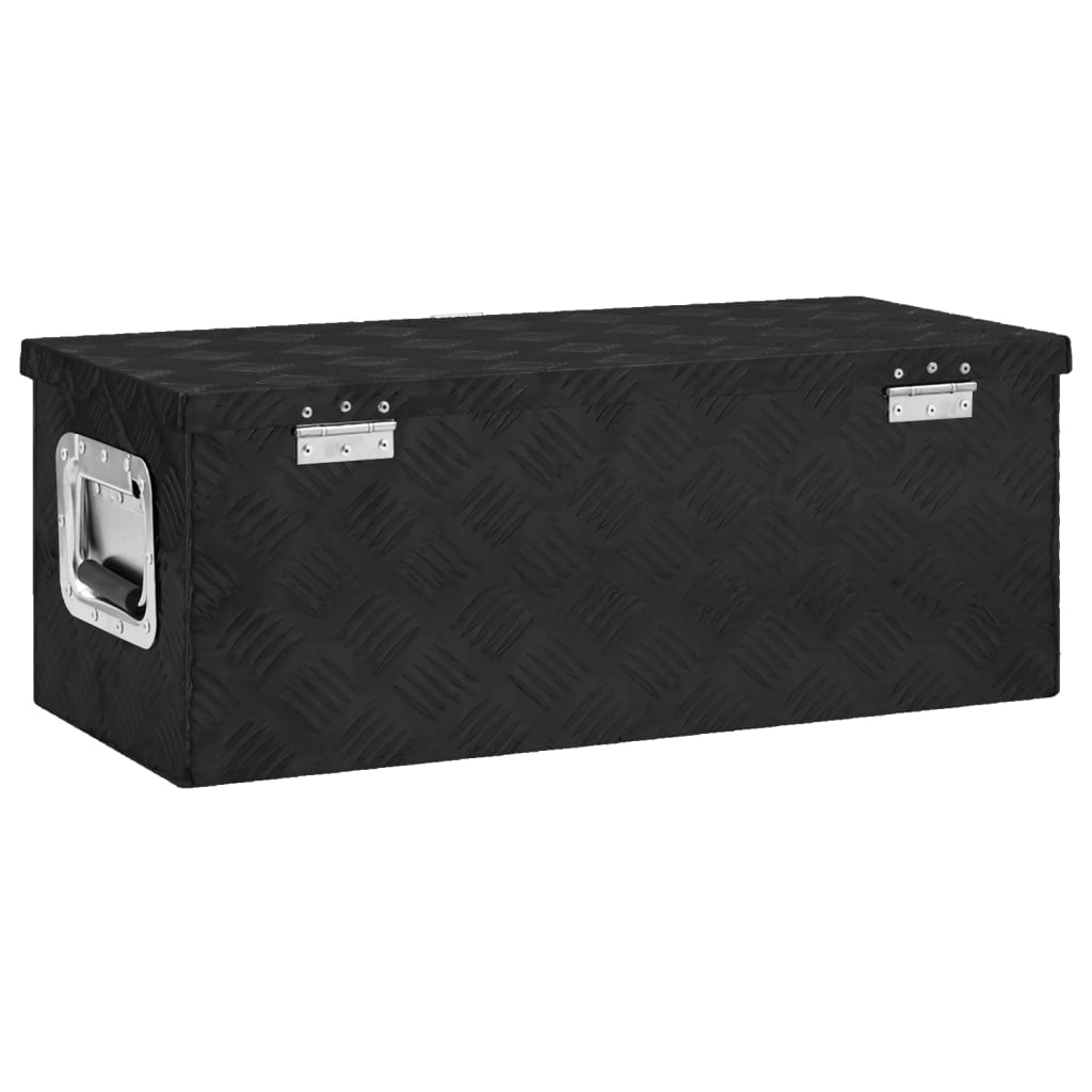 vidaXL Cutie de depozitare, negru, 70x31x27 cm, aluminiu