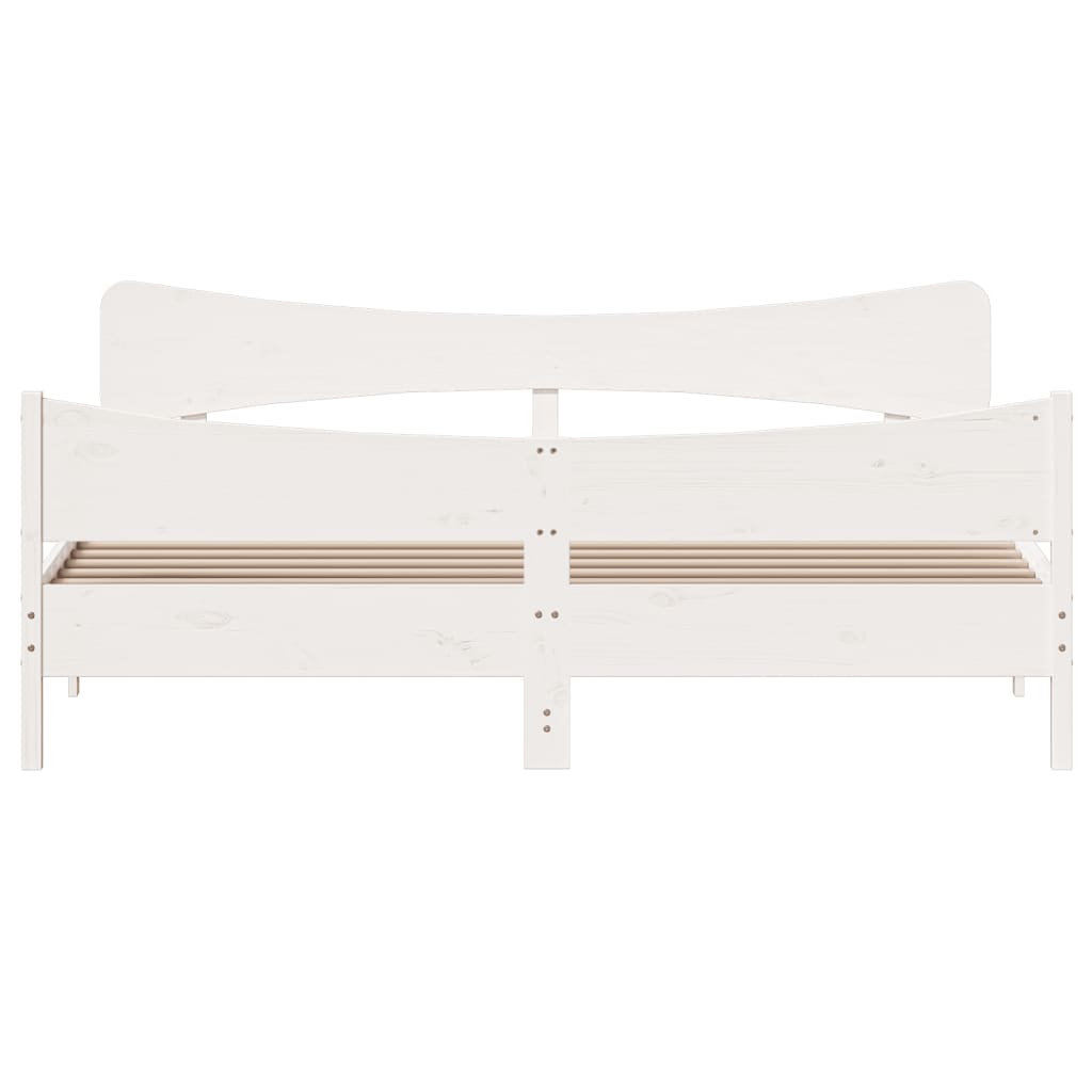vidaXL Cadru pat cu tăblie 200x200 cm, alb, lemn masiv de pin
