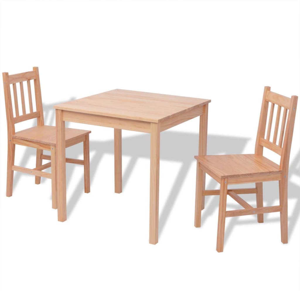 vidaXL Set de masă, trei piese, lemn de pin