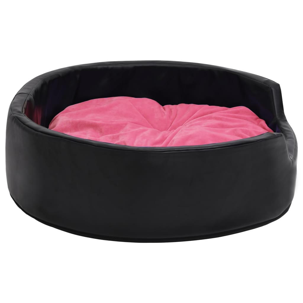 vidaXL Pat pentru câini, negru/roz, 99x89x21 cm, pluș/piele ecologică