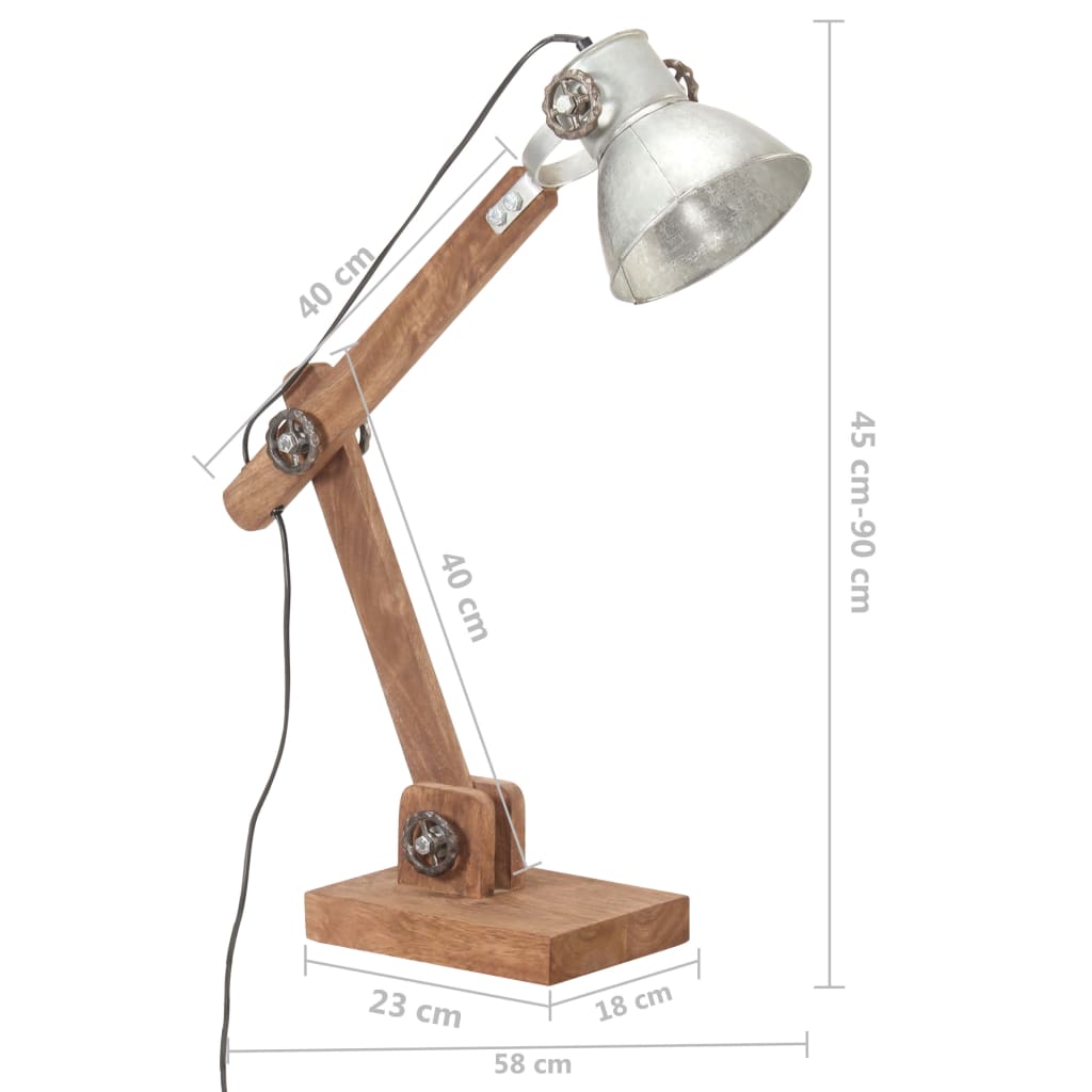 vidaXL Lampă de birou industrială, argintiu, 58x18x90 cm, E27, rotund