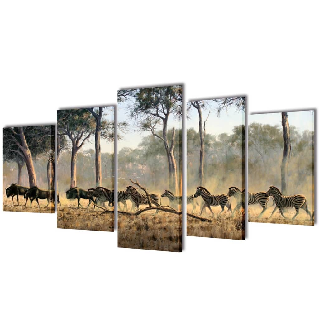 Set tablouri imprimate de pânză Zebre 200 x 100 cm
