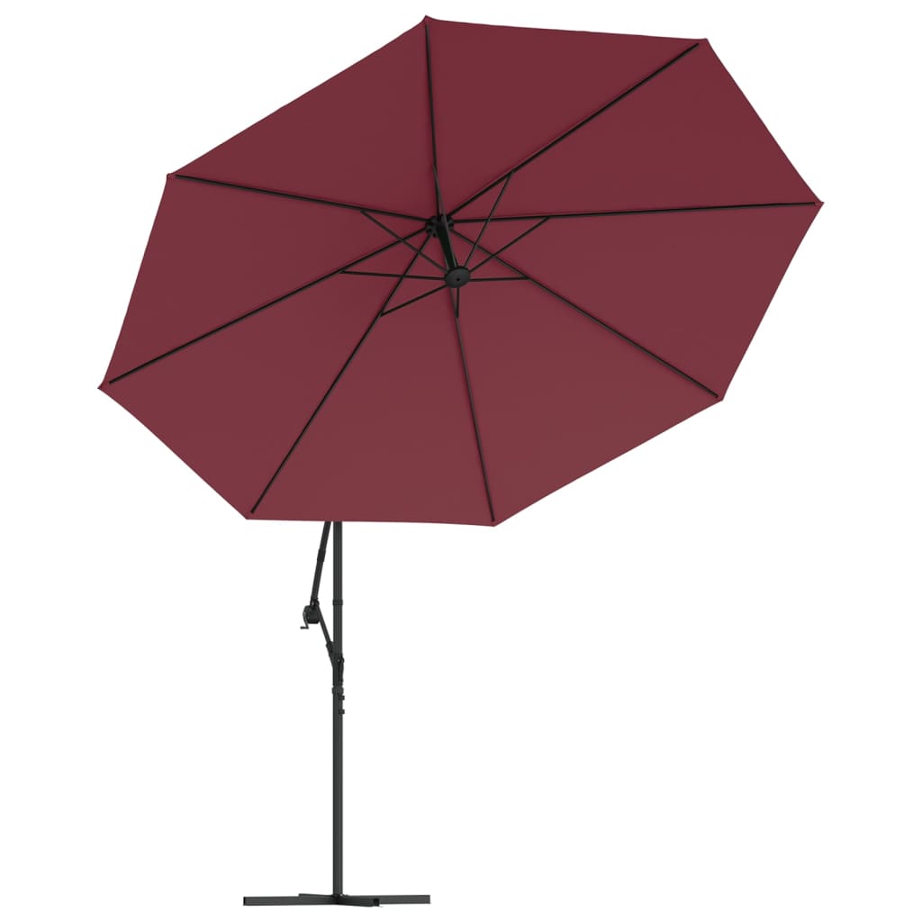 vidaXL Umbrelă suspendată cu stâlp din aluminiu, 350 cm, roșu bordo