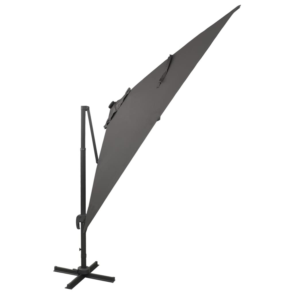 vidaXL Umbrelă suspendată cu stâlp și LED-uri, antracit, 300 cm