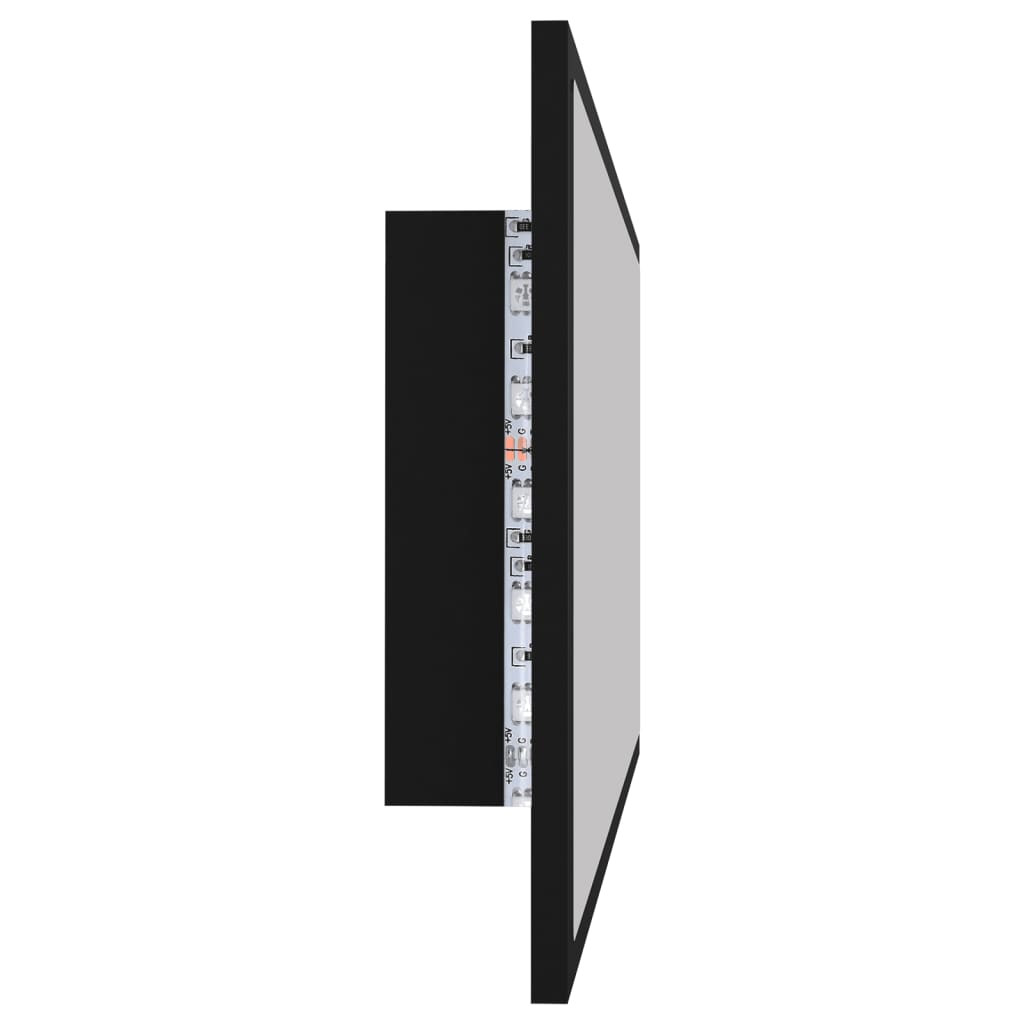 vidaXL Oglindă de baie cu LED, negru, 90x8,5x37 cm, acril