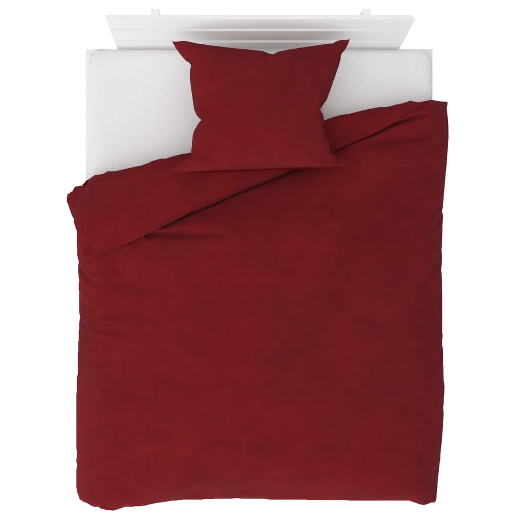 vidaXL Set lenjerie pat, 4 piese, roșu vin, 140x200/60x70, fleece