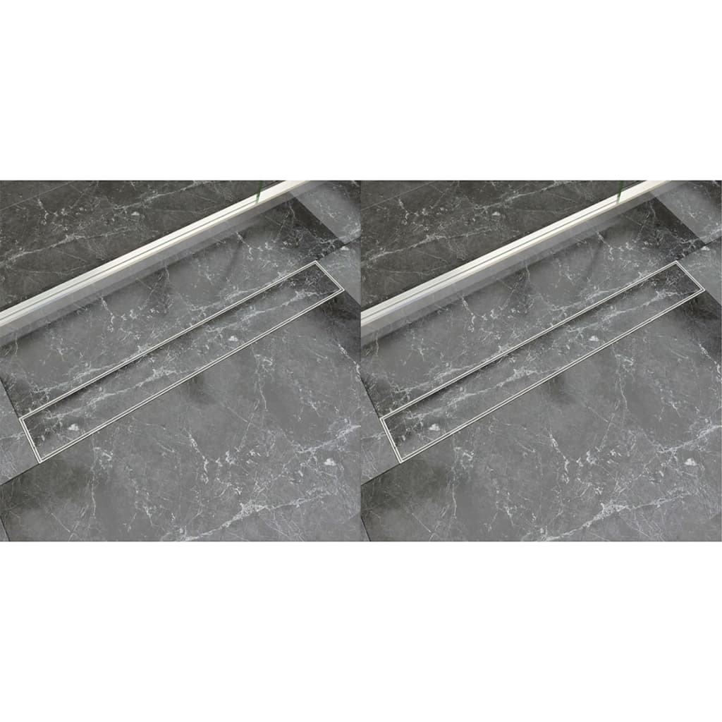 vidaXL Rigolă liniară de duș, 2 buc., 830 x 140 mm, oțel inoxidabil