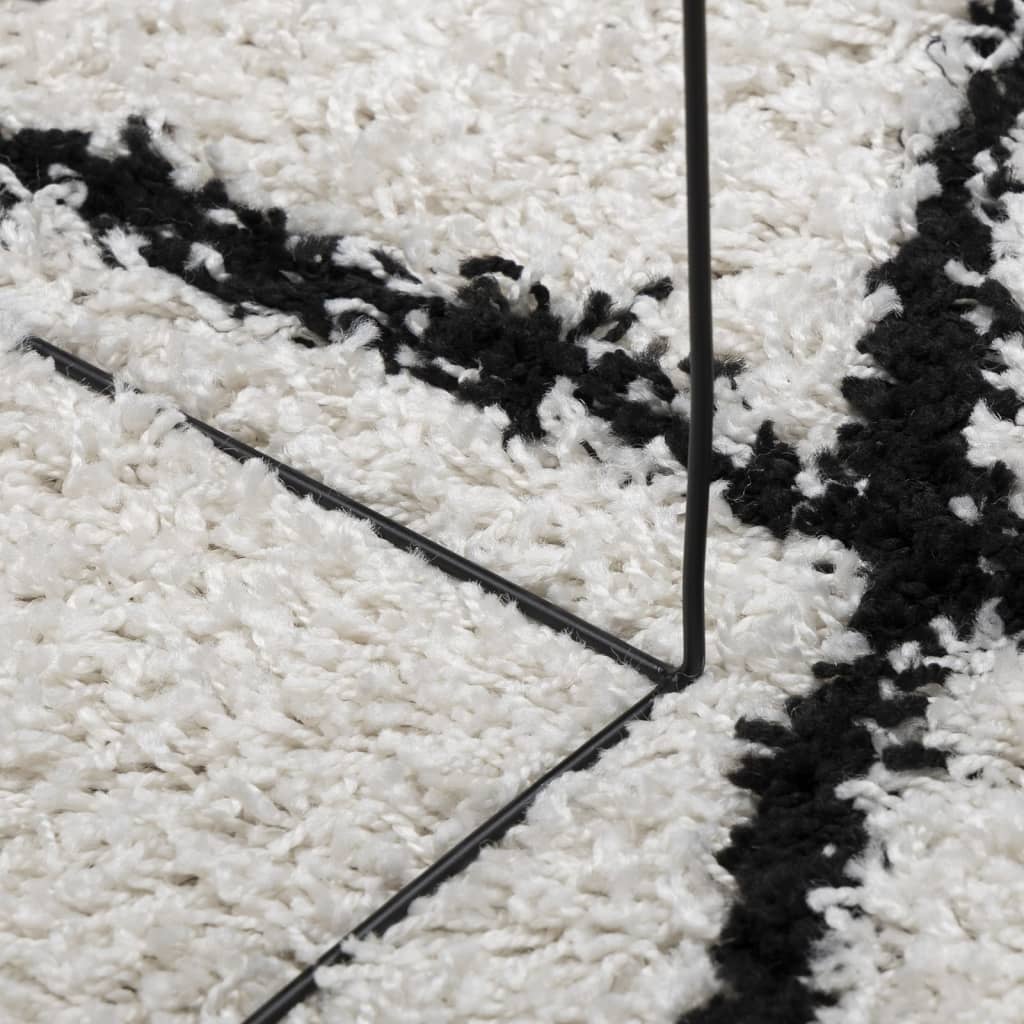 vidaXL Covor pufos cu fire înalte, crem și negru modern, 60x110 cm