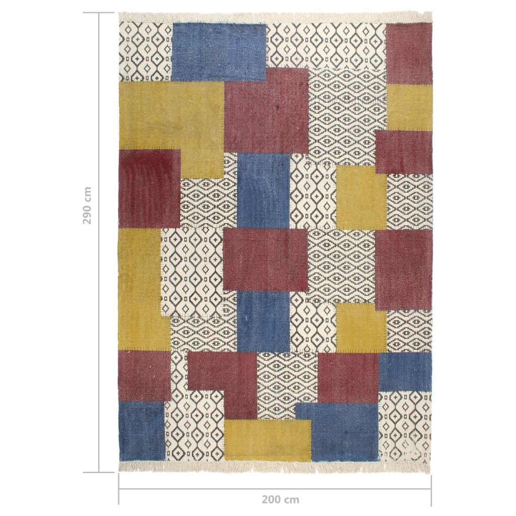 vidaXL Covor Kilim țesut manual, multicolor, 200 x 290 cm, bumbac