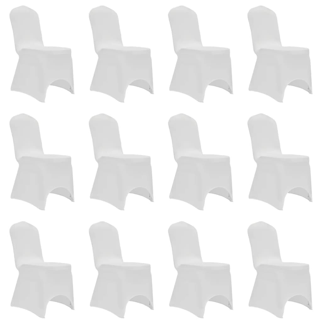 vidaXL Huse elastice pentru scaun, 12 buc., alb