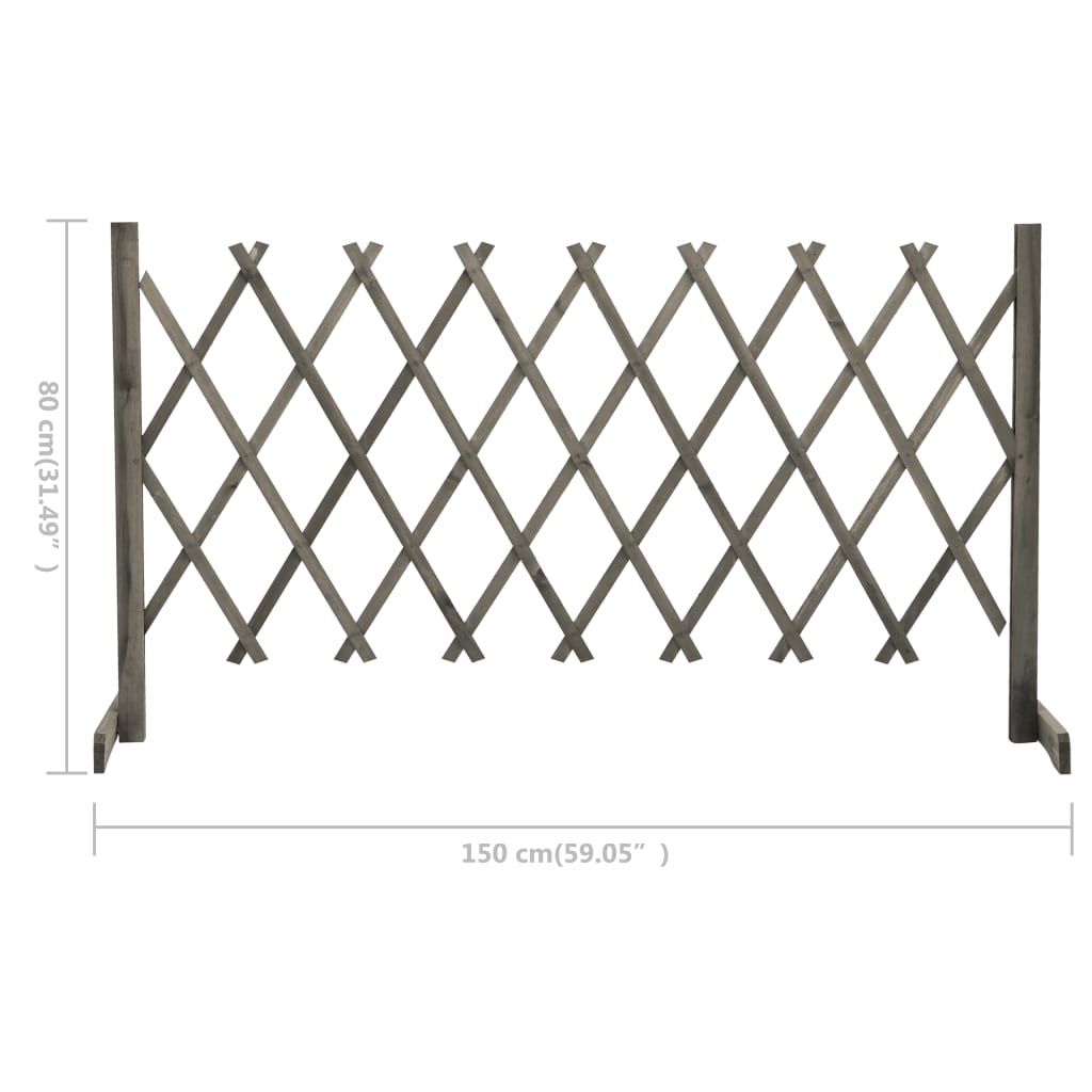 vidaXL Gard cu zăbrele de grădină, gri, 150x80 cm, lemn masiv de brad