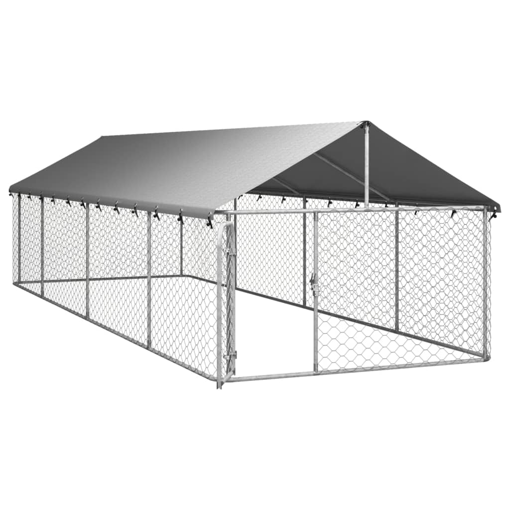 vidaXL Padoc pentru câini de exterior, cu acoperiș, 600x200x150 cm