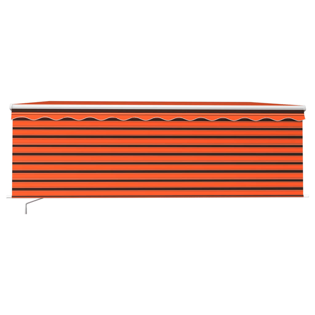 vidaXL Copertină retractabilă manual cu stor, portocaliu&maro, 4x3 m