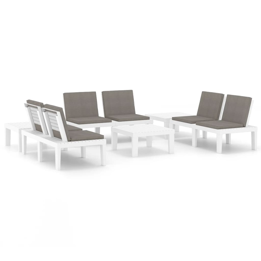 vidaXL Set mobilier de grădină cu perne, 6 piese, alb, plastic